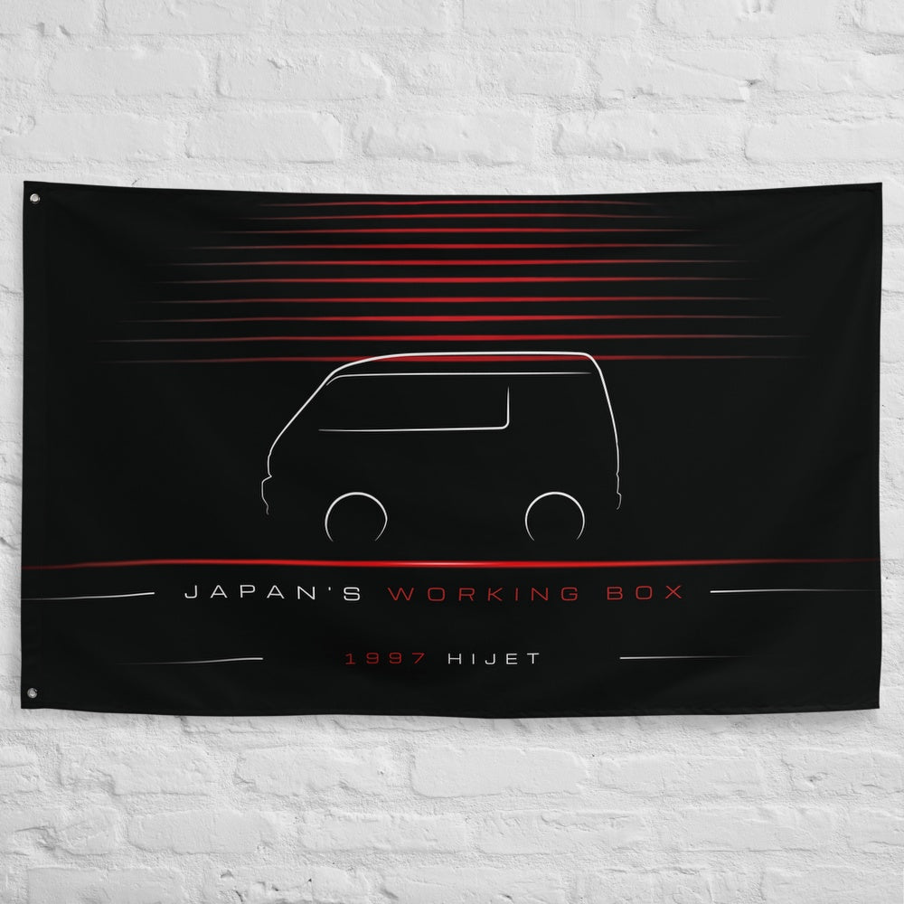 Daihatsu Hijet 1997 car silhouette flag - White Brick Wall