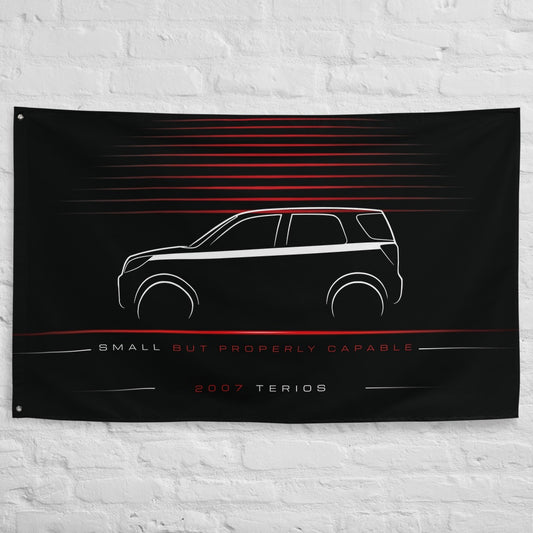 Daihatsu Terios 2007 car silhouette flag - White Brick Wall
