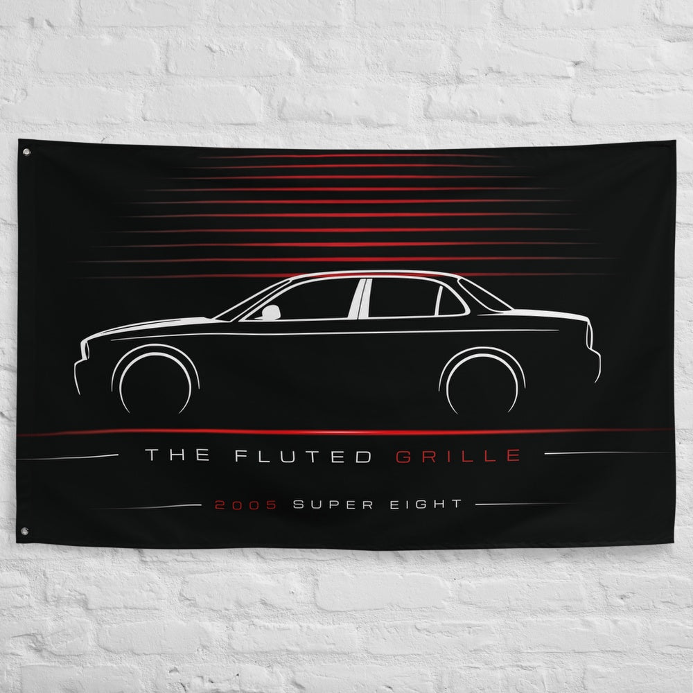 Daimler Super Eight 2005 car silhouette flag - White Brick Wall