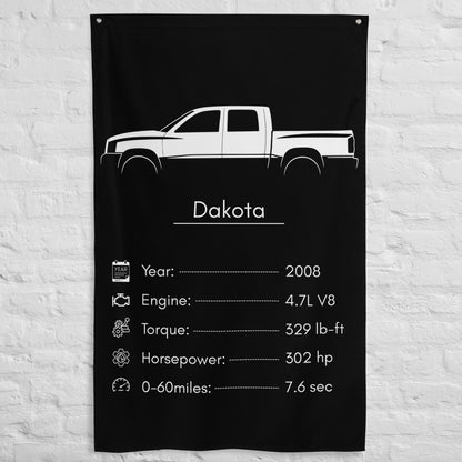 Dodge Dakota 2008 car silhouette spec flag - White Brick Wall