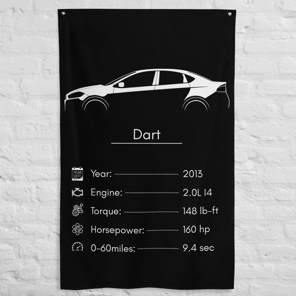 Dodge Dart 2013 car silhouette spec flag - White Brick Wall