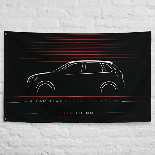 Datsun mi-DO 2015 car silhouette flag - White Brick Wall