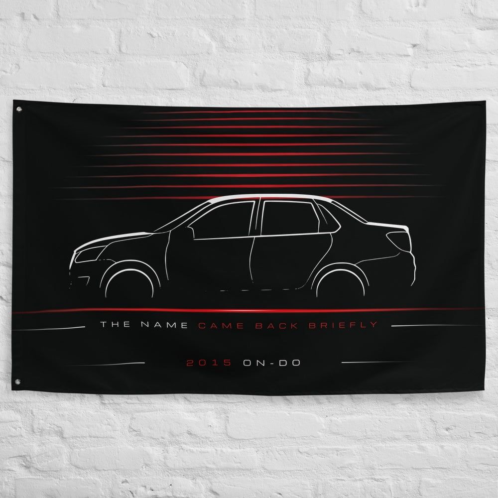 Datsun on-DO 2015 car silhouette flag - White Brick Wall