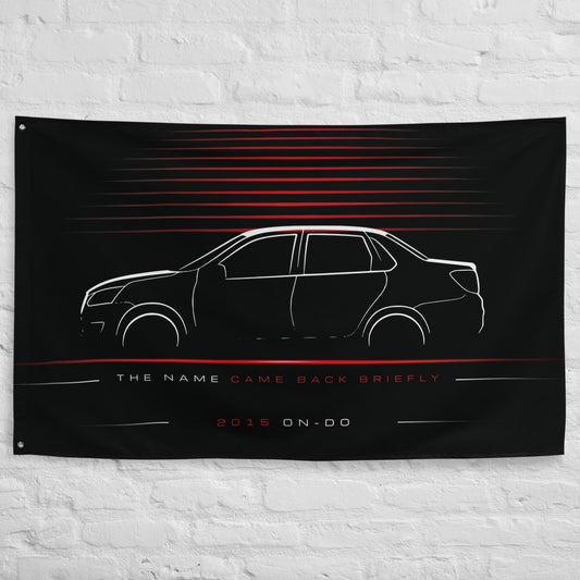 Datsun on-DO 2015 car silhouette flag - White Brick Wall