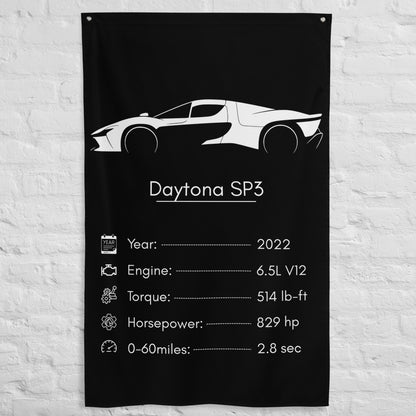 Ferrari Daytona SP3 2022 car silhouette spec flag - White Brick Wall