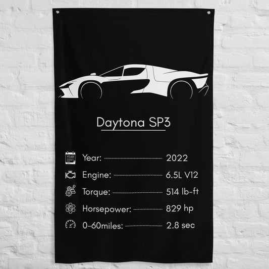 Ferrari Daytona SP3 2022 car silhouette spec flag - White Brick Wall