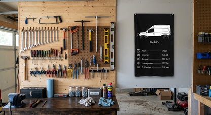 Fiat Doblo 2001 car silhouette spec flag - Garage Pegboard Wall