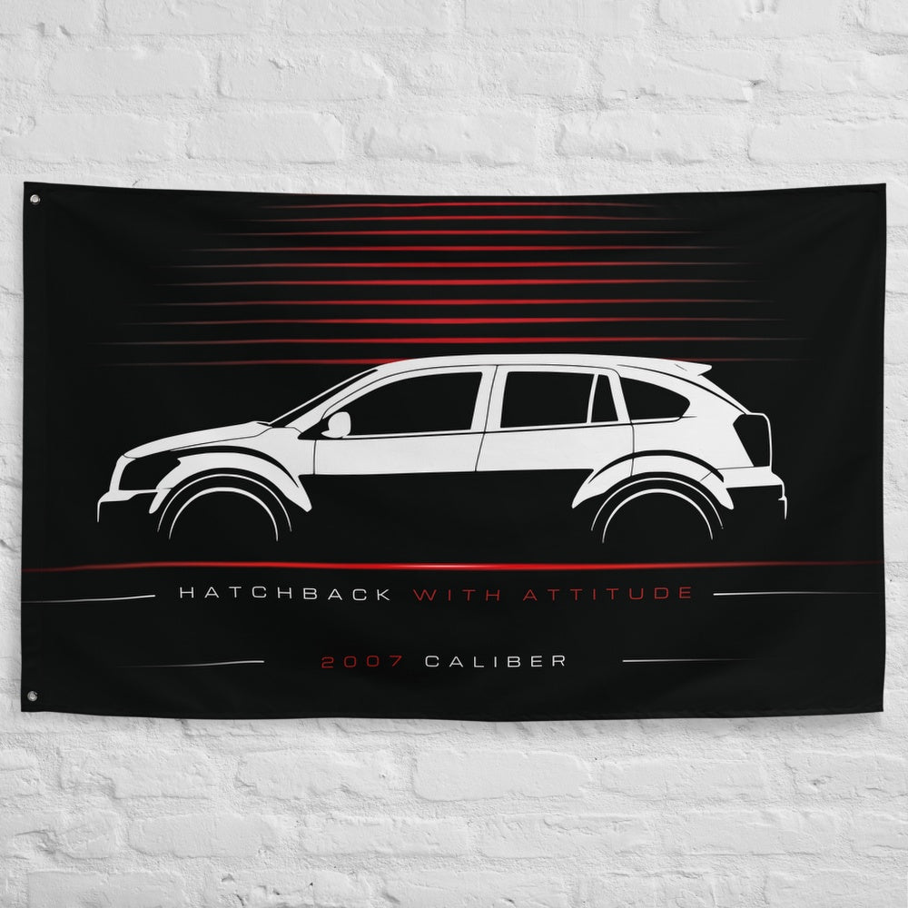 Dodge Caliber 2007 car silhouette flag - White Brick Wall