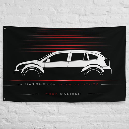 Dodge Caliber 2007 car silhouette flag - White Brick Wall