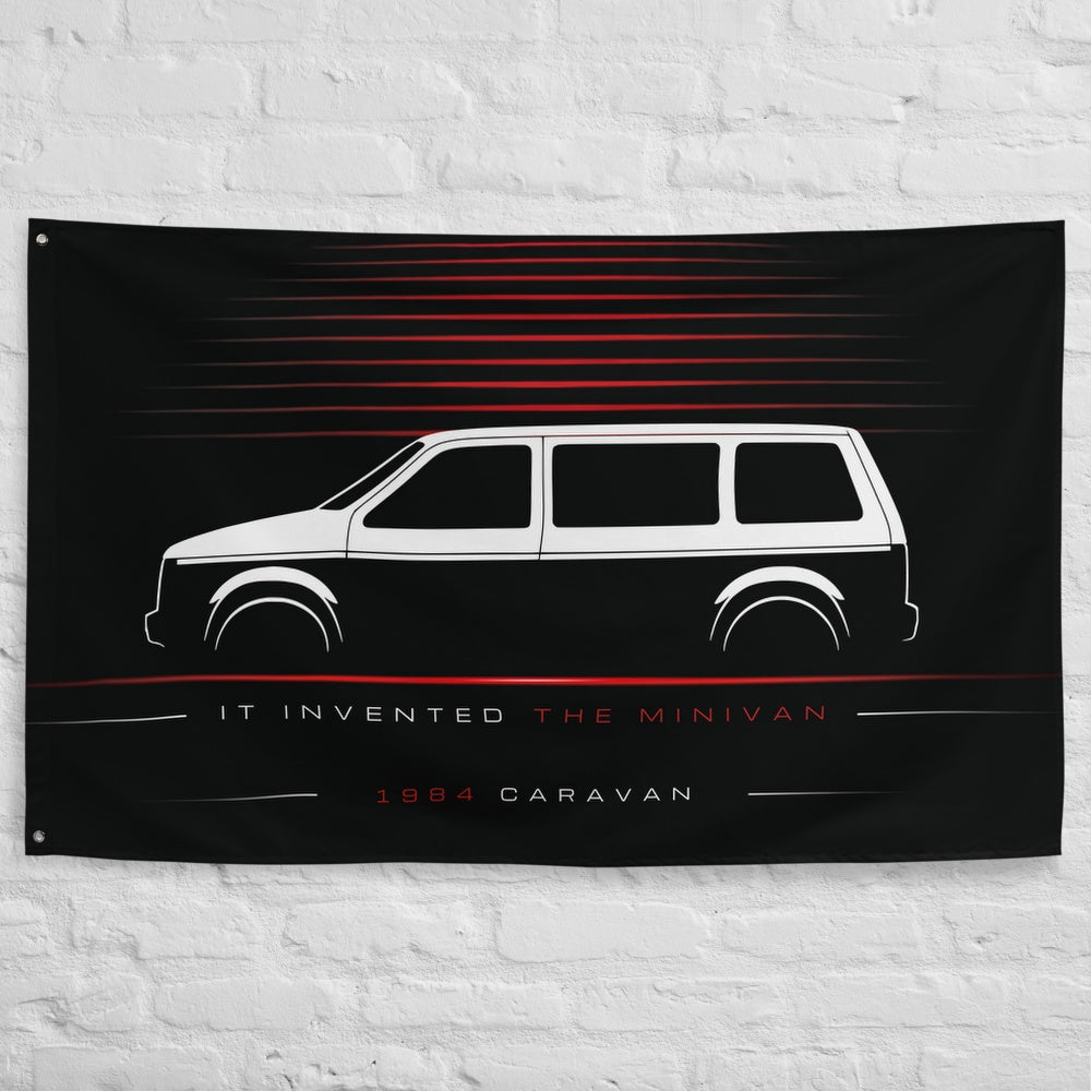 Dodge Caravan 1984 car silhouette flag - White Brick Wall
