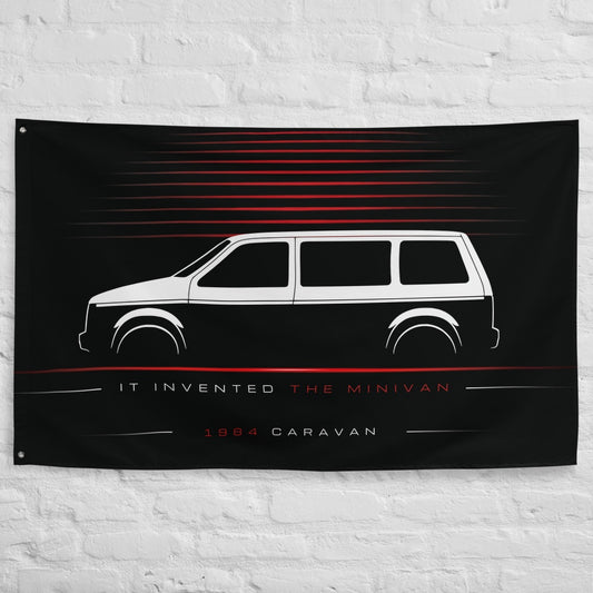 Dodge Caravan 1984 car silhouette flag - White Brick Wall