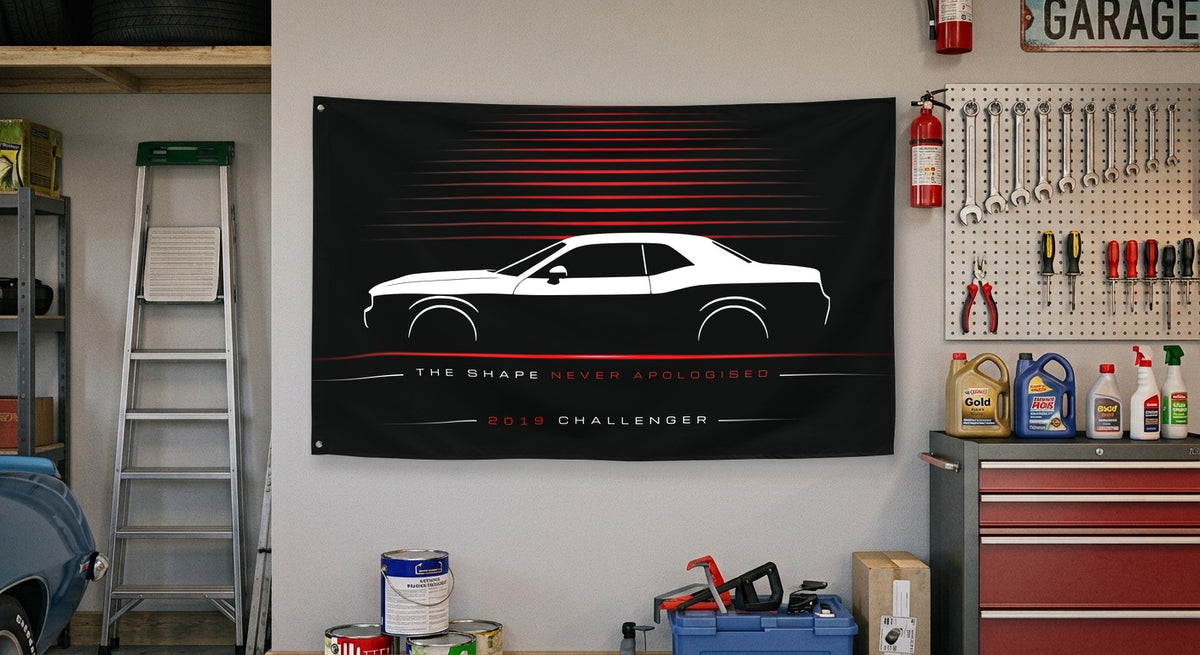 Dodge Challenger 2019 car silhouette flag - Garage Wall