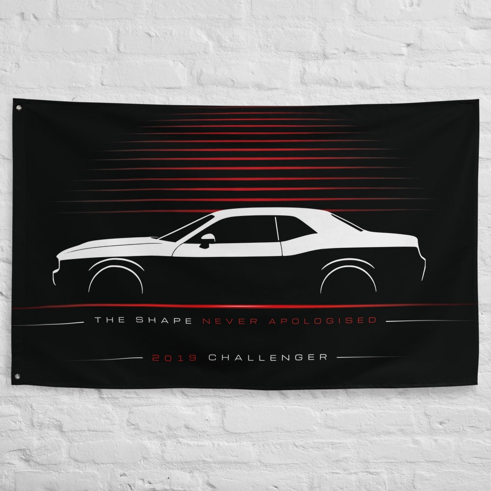 Dodge Challenger 2019 car silhouette flag - White Brick Wall