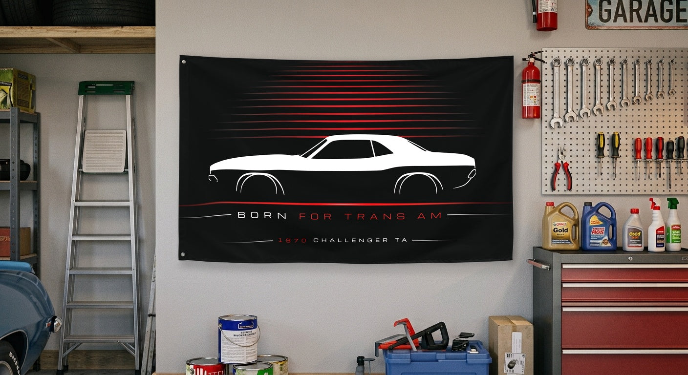 Dodge Challenger TA 1970 car silhouette flag - Garage Wall