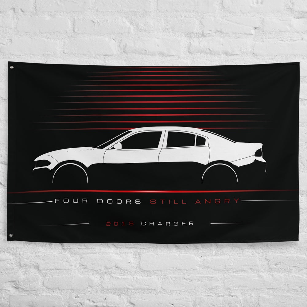 Dodge Charger 2015 car silhouette flag - White Brick Wall
