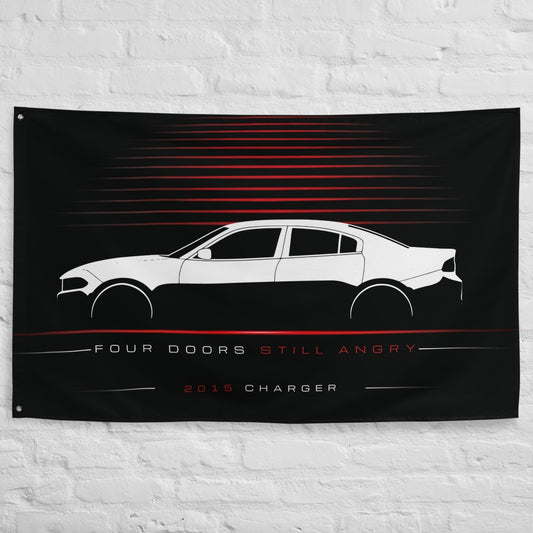 Dodge Charger 2015 car silhouette flag - White Brick Wall