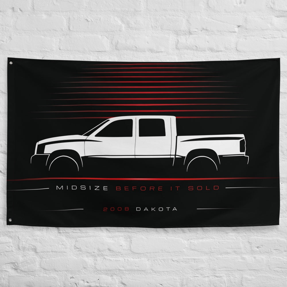 Dodge Dakota 2008 car silhouette flag - White Brick Wall