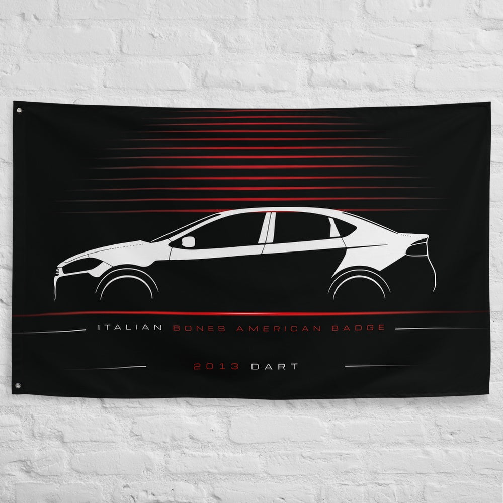 Dodge Dart 2013 car silhouette flag - White Brick Wall