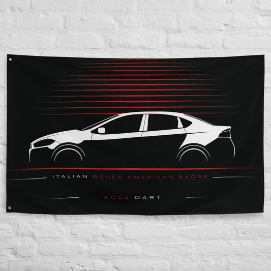 Dodge Dart 2013 car silhouette flag - White Brick Wall