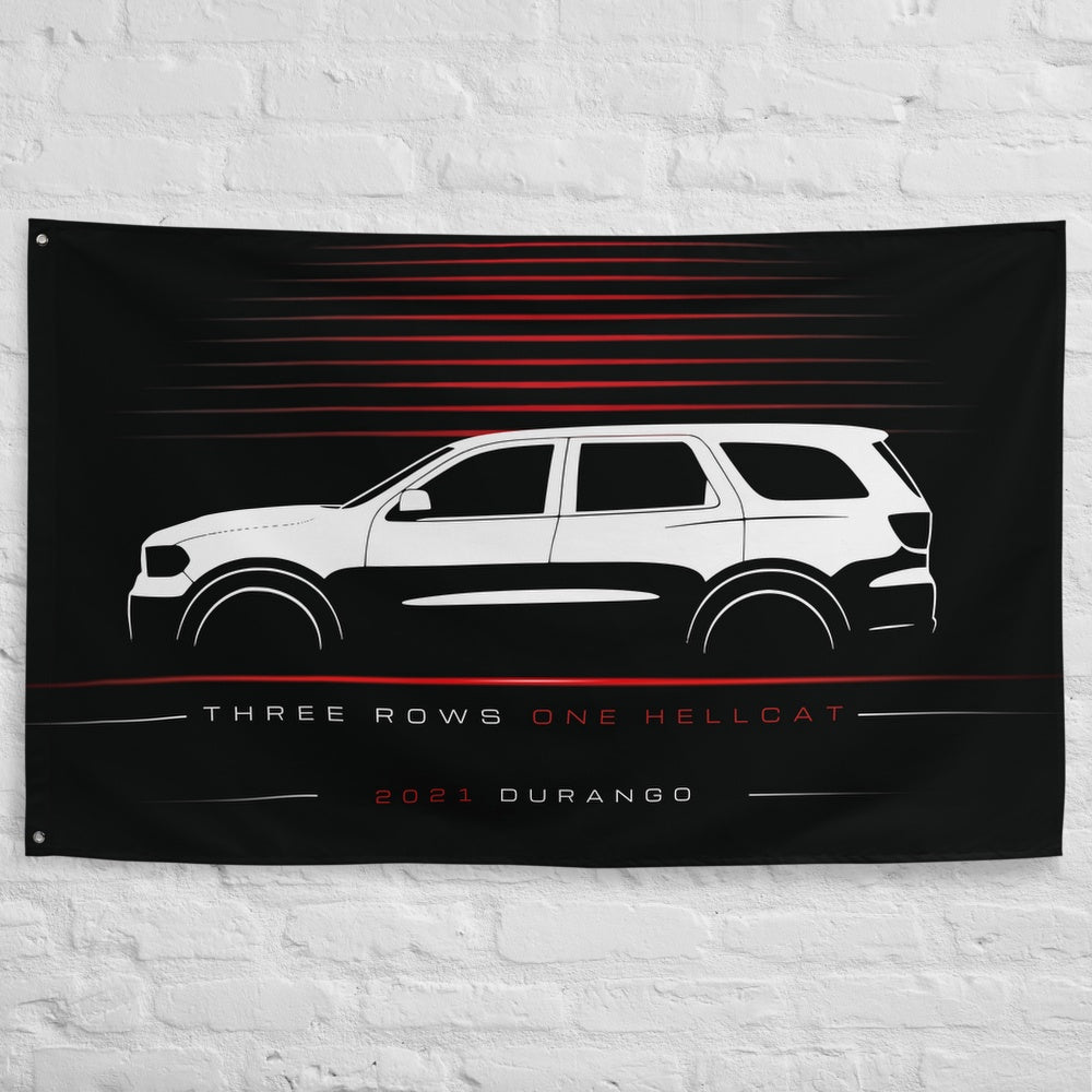 Dodge Durango 2021 car silhouette flag - White Brick Wall