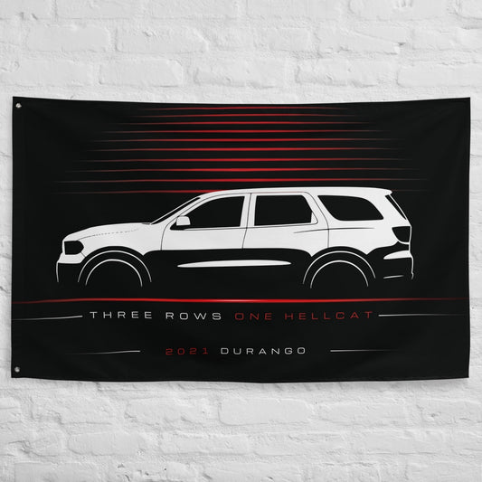 Dodge Durango 2021 car silhouette flag - White Brick Wall
