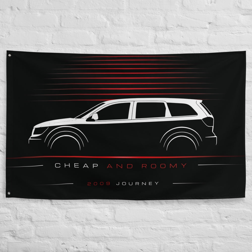 Dodge Journey 2009 car silhouette flag - White Brick Wall