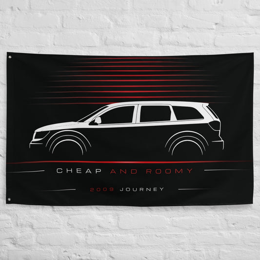 Dodge Journey 2009 car silhouette flag - White Brick Wall