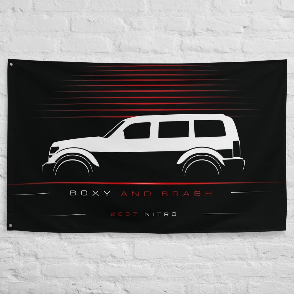 Dodge Nitro 2007 car silhouette flag - White Brick Wall