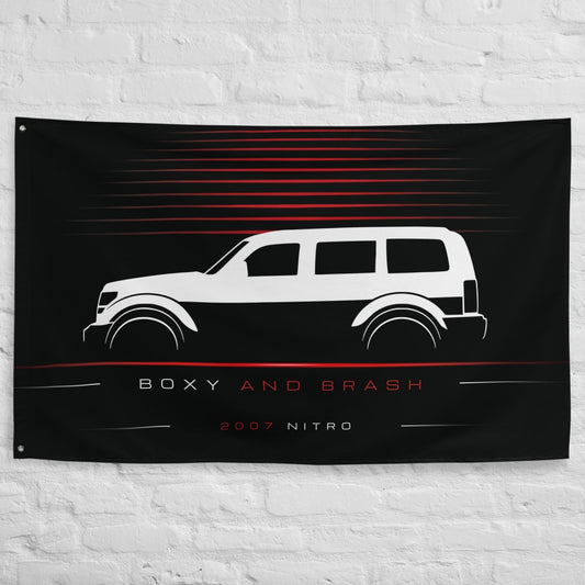 Dodge Nitro 2007 car silhouette flag - White Brick Wall