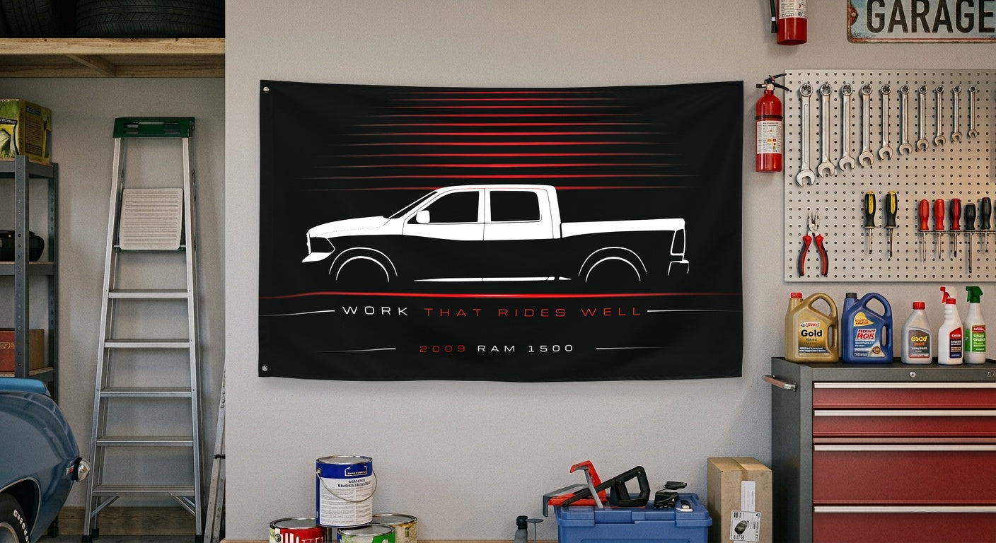 Dodge Ram 1500 2009 car silhouette flag - Garage Wall