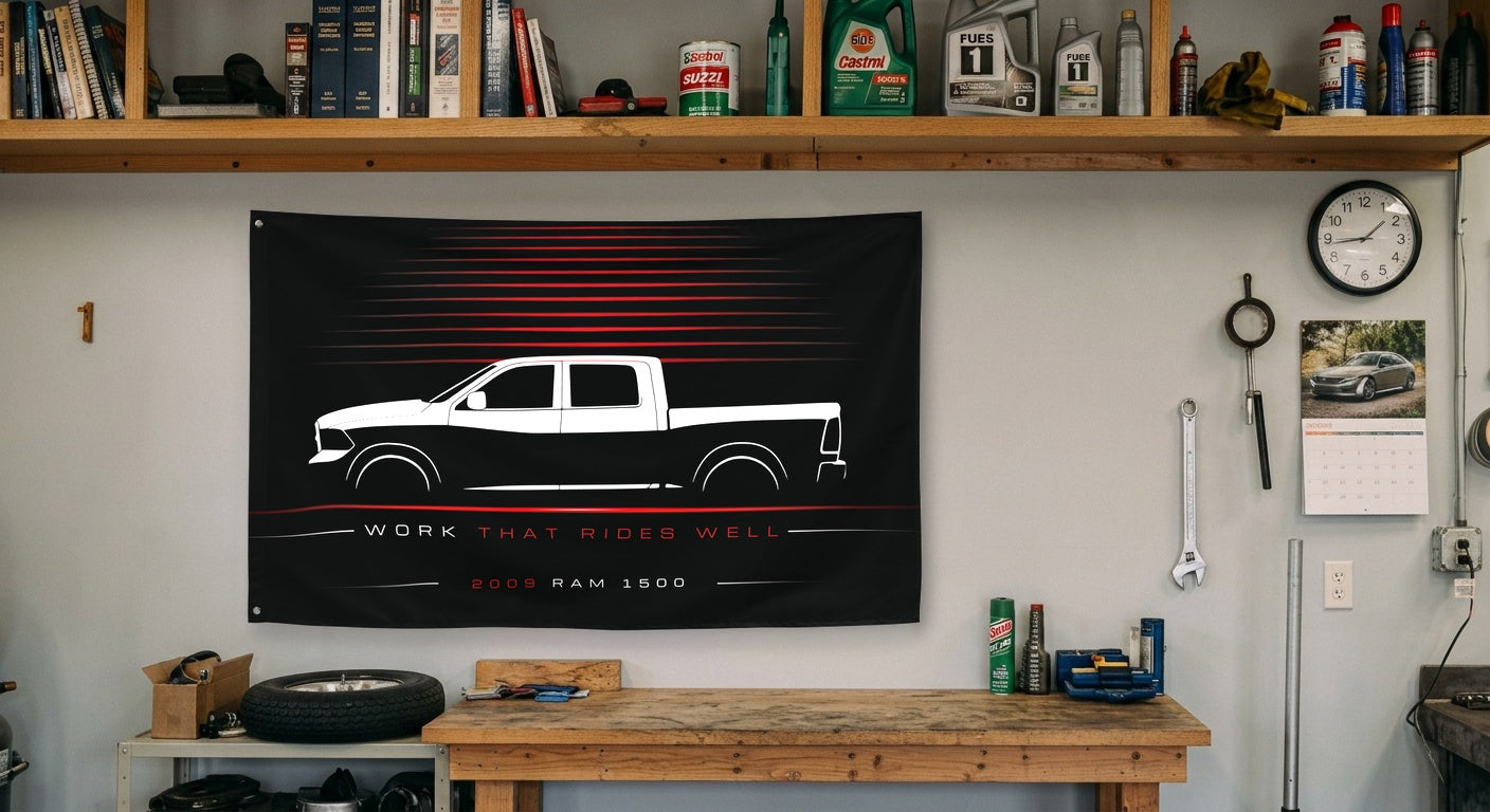 Dodge Ram 1500 2009 car silhouette flag - Garage Workbench