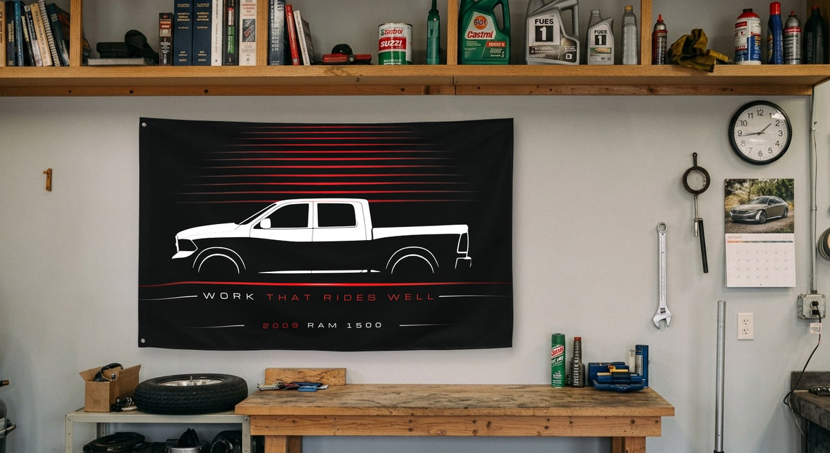 Dodge Ram 1500 2009 car silhouette flag - Garage Workbench