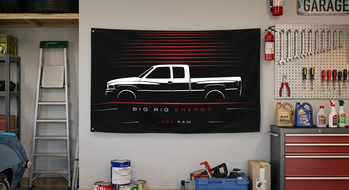 Dodge Ram 1996 car silhouette flag - Garage Wall