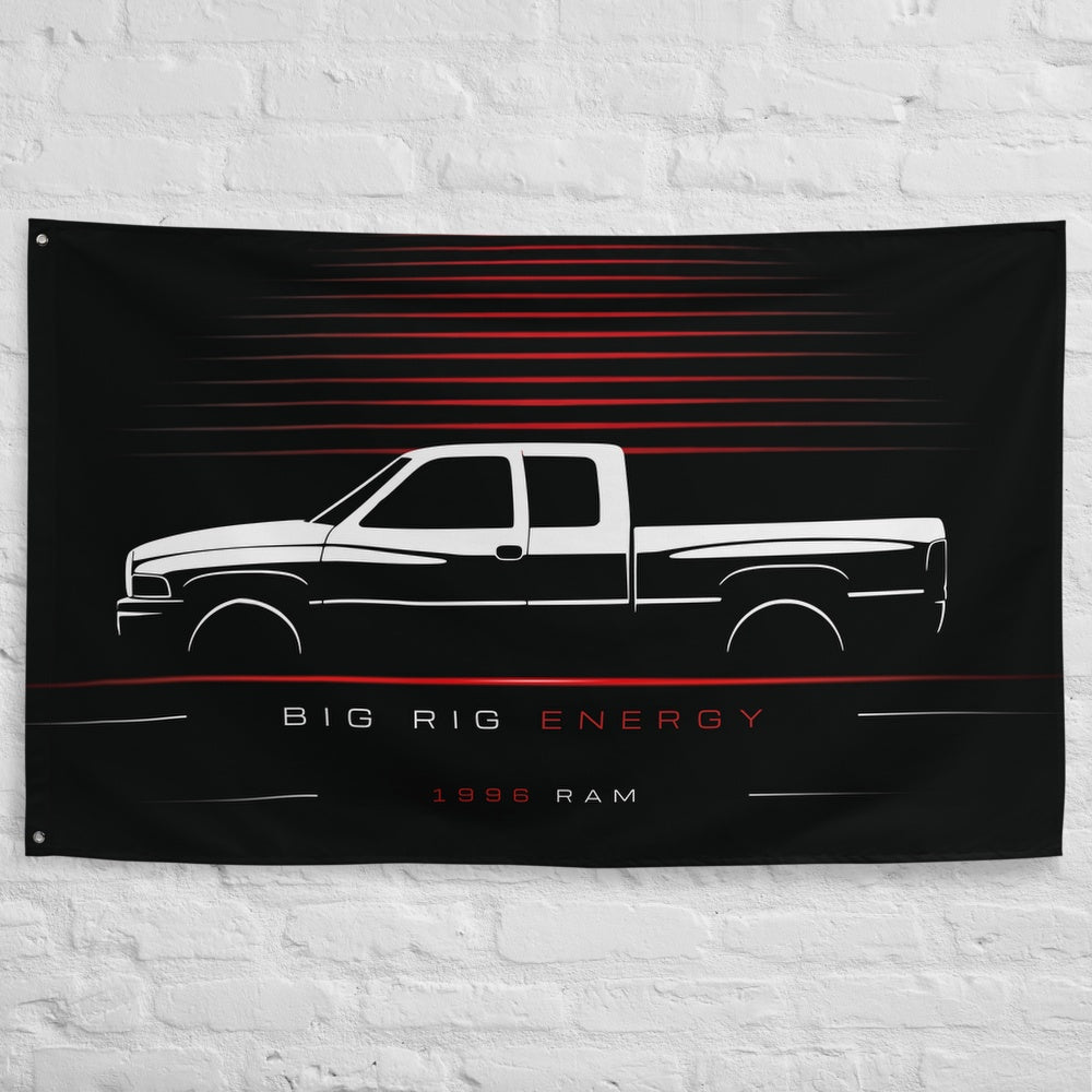 Dodge Ram 1996 car silhouette flag - White Brick Wall