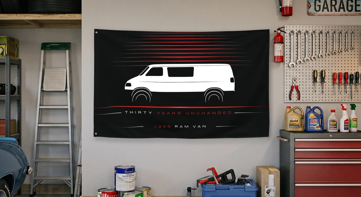 Dodge Ram Van 1998 car silhouette flag - Garage Wall