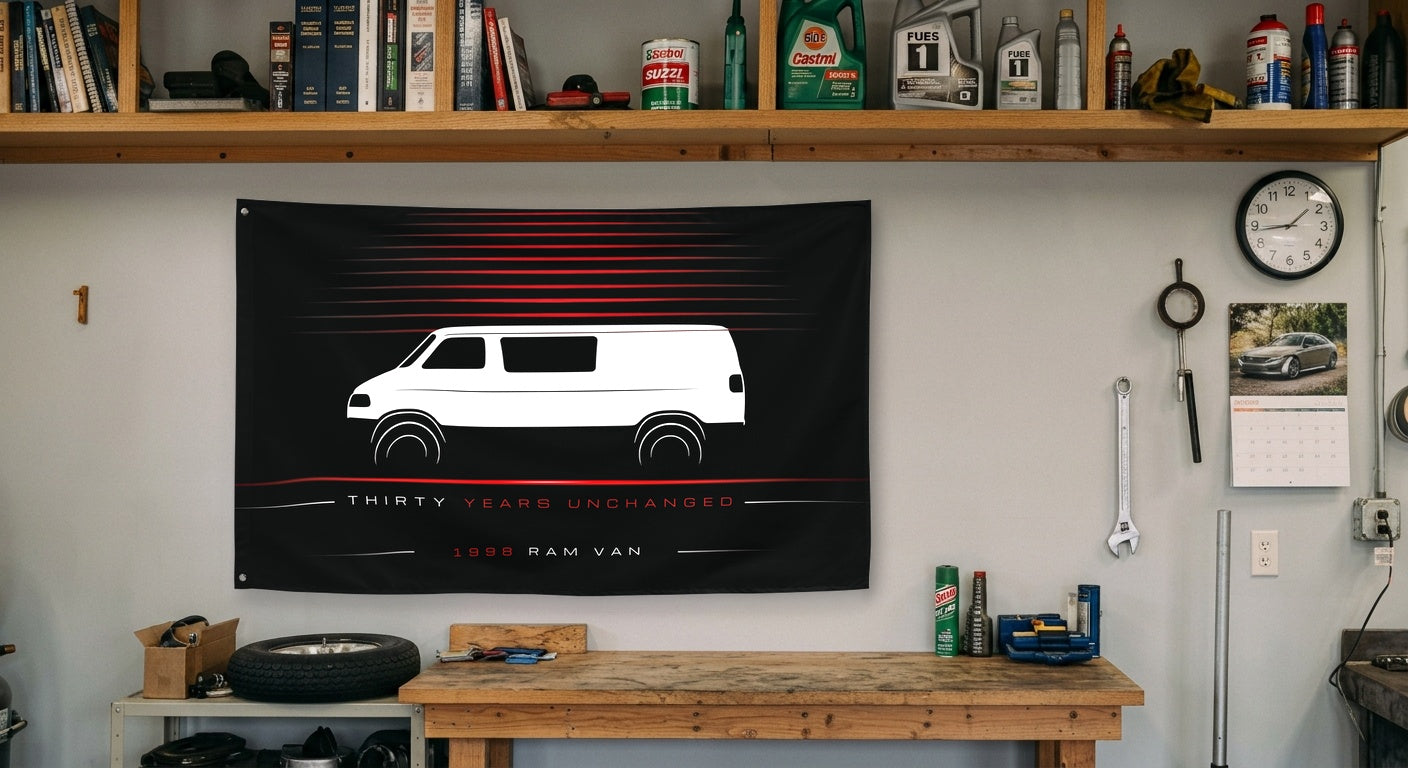 Dodge Ram Van 1998 car silhouette flag - Garage Workbench