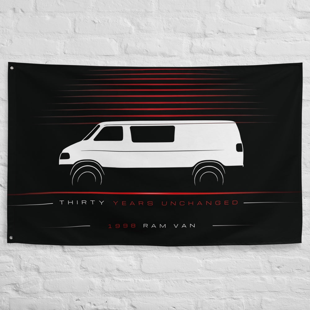 Dodge Ram Van 1998 car silhouette flag - White Brick Wall