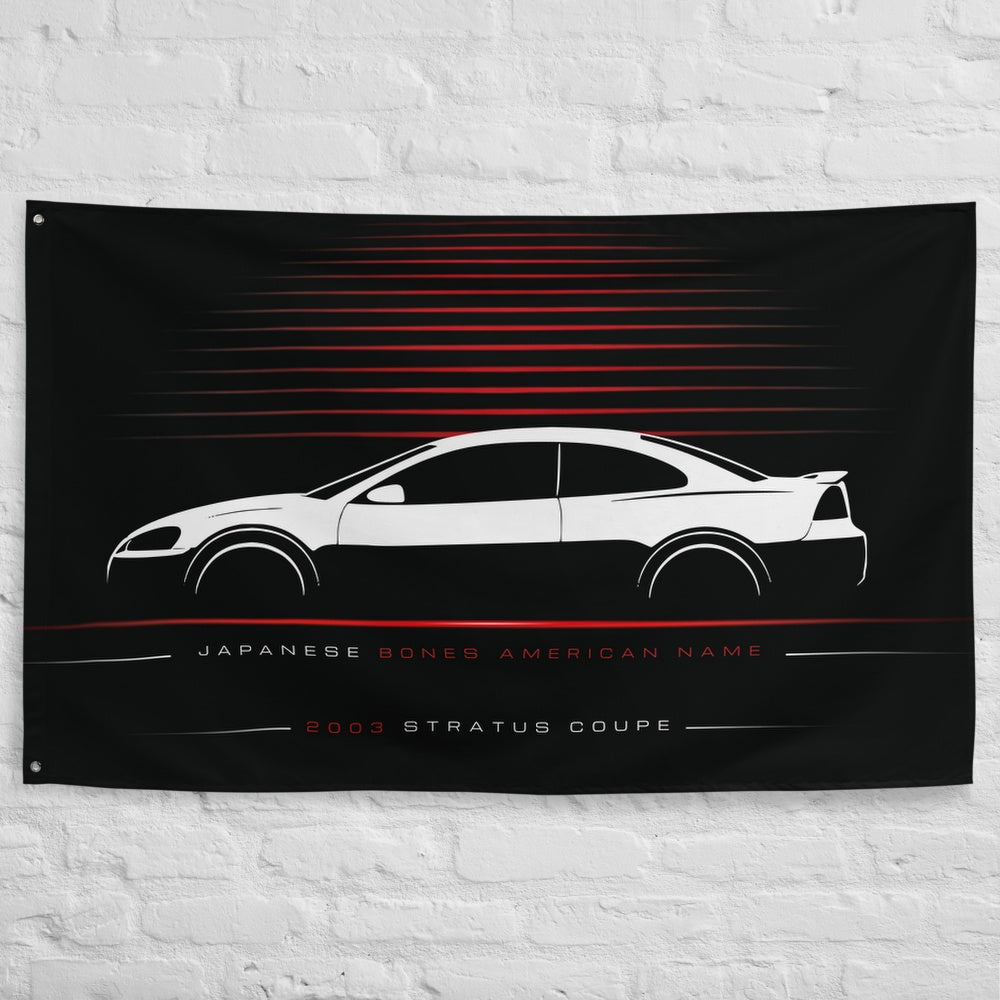 Dodge Stratus Coupe 2003 car silhouette flag - White Brick Wall