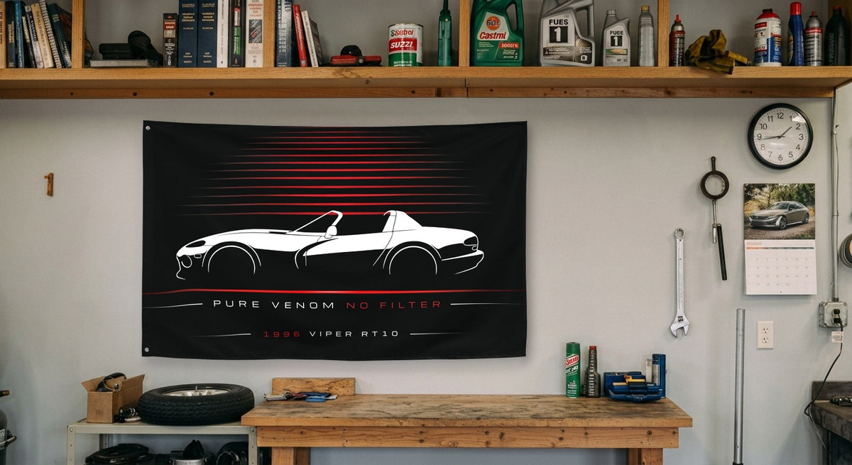 Dodge Viper RT10 1996 car silhouette flag - Garage Workbench