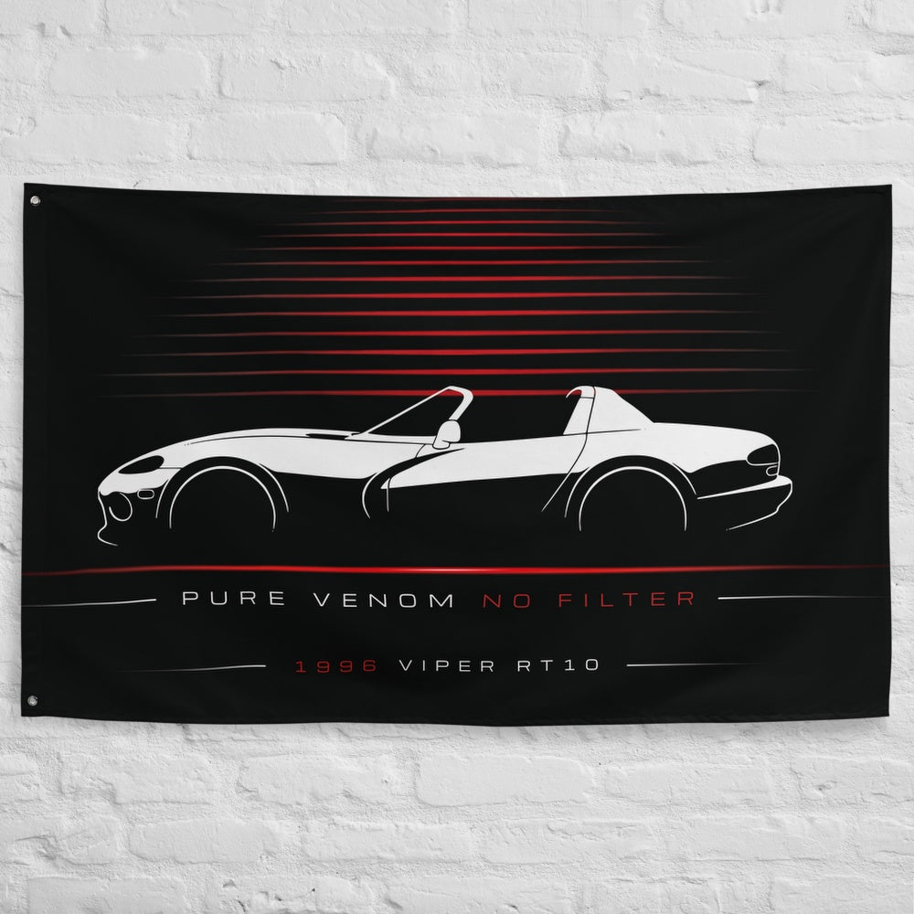 Dodge Viper RT10 1996 car silhouette flag - White Brick Wall
