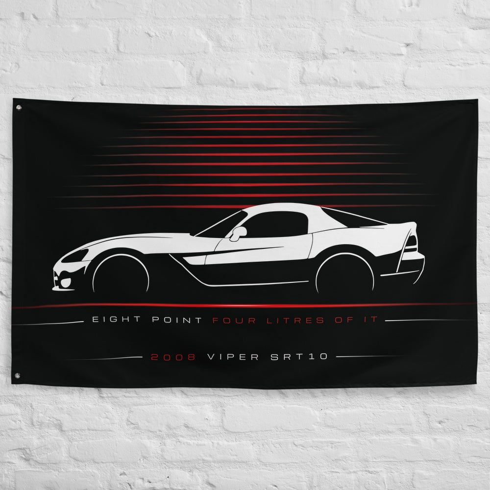 Dodge Viper SRT10 2008 car silhouette flag - White Brick Wall