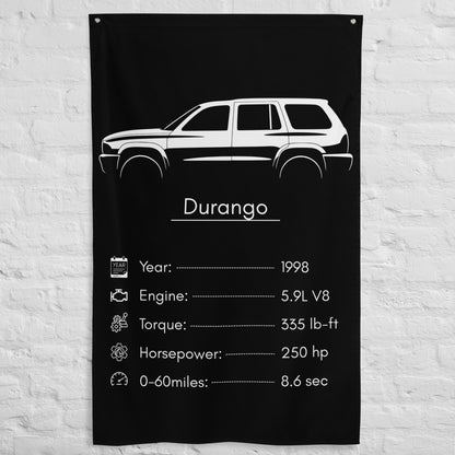 Dodge Durango 1998 car silhouette spec flag - White Brick Wall