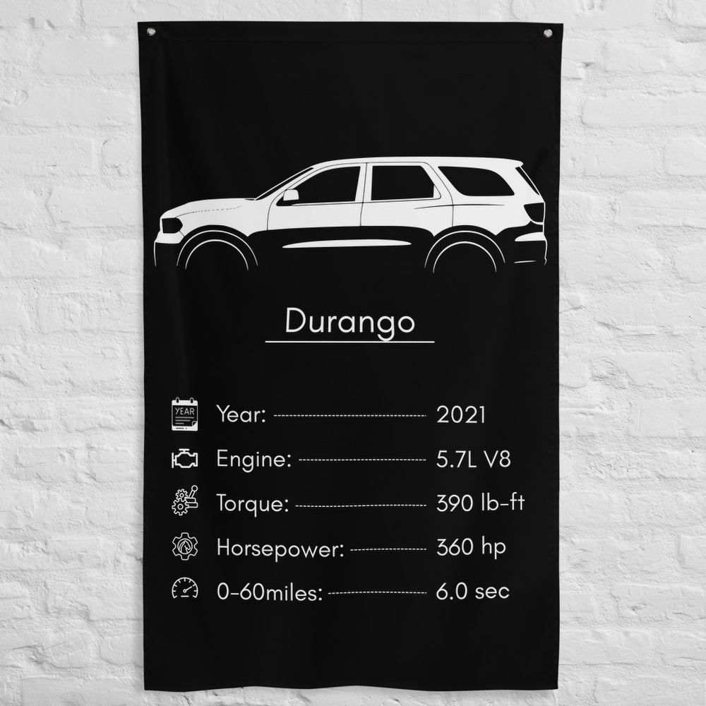 Dodge Durango 2021 car silhouette spec flag - White Brick Wall