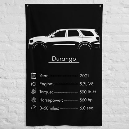 Dodge Durango 2021 car silhouette spec flag - White Brick Wall