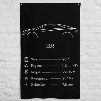 Cadillac ELR 2014 car silhouette spec flag - White Brick Wall