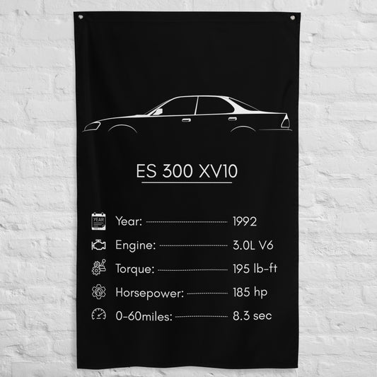 Lexus ES 300 XV10 1992 car silhouette spec flag - White Brick Wall