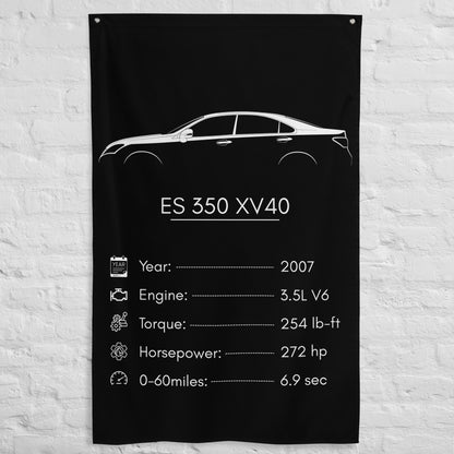 Lexus ES 350 XV40 2007 car silhouette spec flag - White Brick Wall