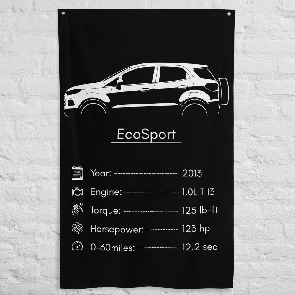 Ford EcoSport 2013 car silhouette spec flag - White Brick Wall