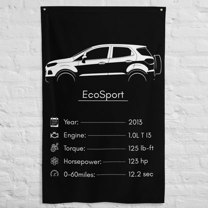 Ford EcoSport 2013 car silhouette spec flag - White Brick Wall