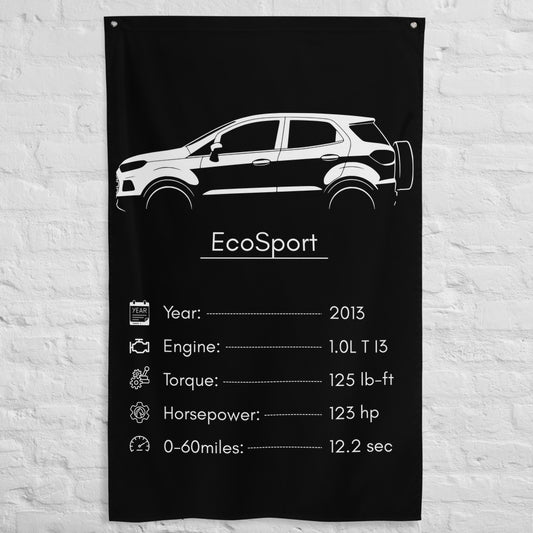 Ford EcoSport 2013 car silhouette spec flag - White Brick Wall